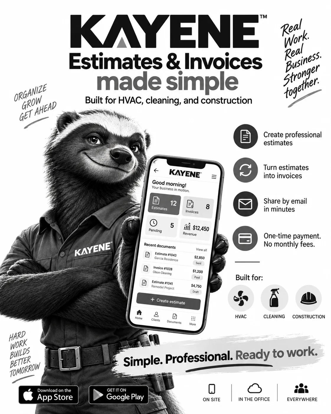 Kayene field service app screen